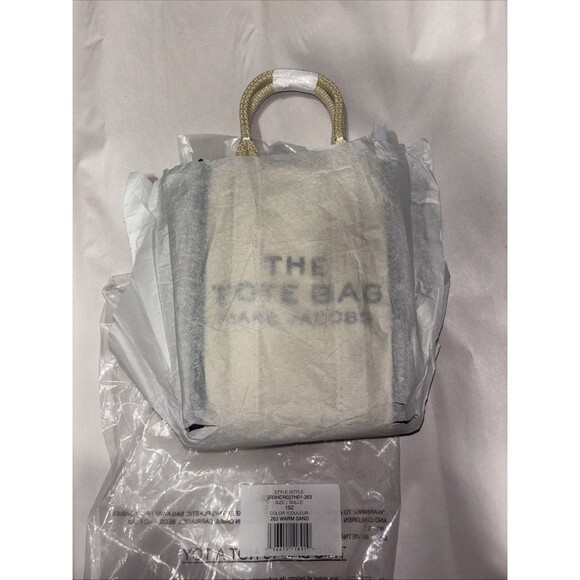 Marc Jacobs The Jacquard Mini Tote Bag in a beige canvas material New With Tags - Picture 10 of 11